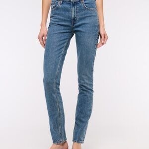 Abercrombie & Fitch Womens Dark Wash Denim Jeans Super Skinny Frayed Hem‎